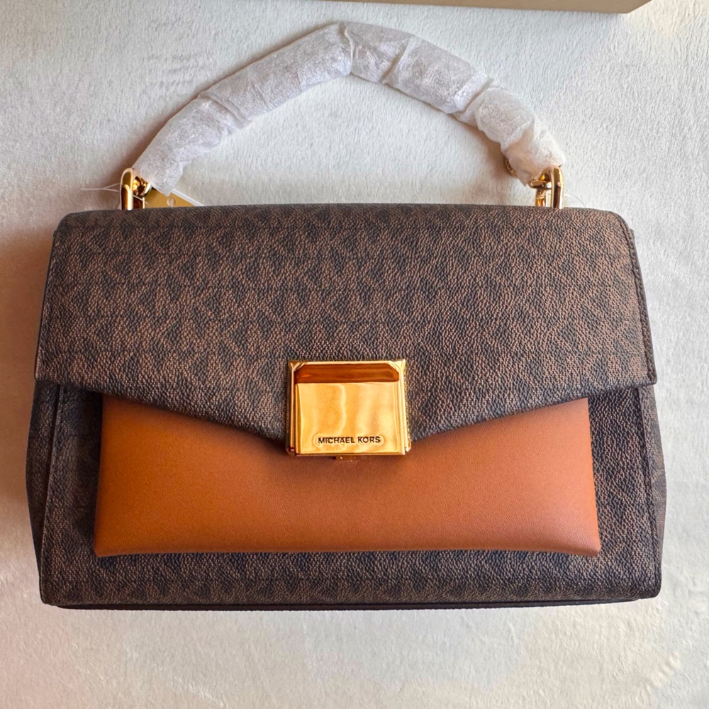 NWT Michael Kors Lita Medium Shoulder Bag – Brown